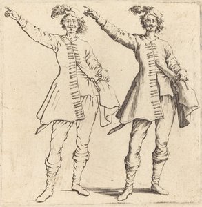 Officer, med udstrakt arm, set forfra, 1617 og 1621. af Jacques Callot