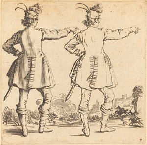 Officer med fjer i kasket, set bagfra, 1617 og 1621. af Jacques Callot