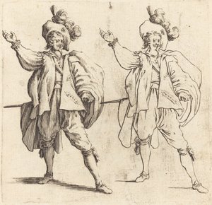 Officer med stor fane, set forfra af Jacques Callot