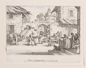 On tue le veau gras (Den store kalv dræbes), fra serien La vie de l af Jacques Callot