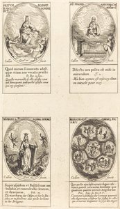 Vor Frue af Rosenkransen; Jomfru og barn optræder i en sky; Triumferende Jomfru; Reu af Jacques Callot