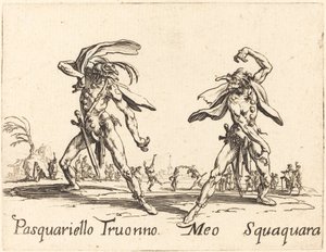 Pasquariello Truonno og Meo Squaquara, ca. 1622. af Jacques Callot