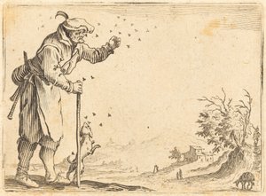 Bonde angrebet af bier af Jacques Callot