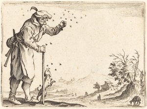 Bonde angrebet af bier af Jacques Callot