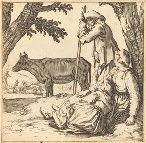 Bondepar med ko af Jacques Callot