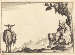 Bonde, der fjerner sin sko af Jacques Callot
