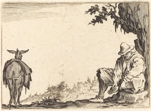 Bonde fjerner sin sko, ca. 1622. af Jacques Callot