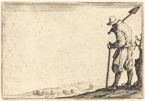 Bonde med skovl på skulderen af Jacques Callot