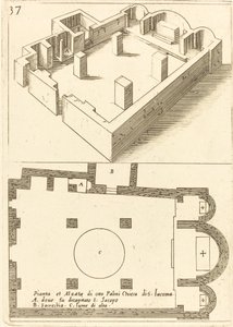 Plan og elevation af kirken S. Iacoma af Jacques Callot