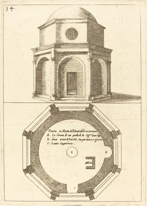 Plan og Højde af Himmelfartskirken af Jacques Callot