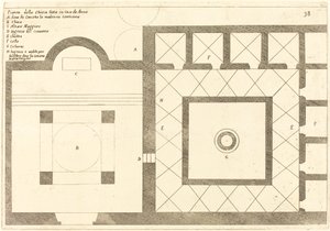 Plan over kirken nær huset til Annas af Jacques Callot