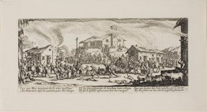 Plundering and Burning a Village, tallerken syv fra The Miseries of War af Jacques Callot