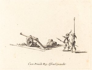 Forberedelse til at affyre kanonen, 16341635. af Jacques Callot