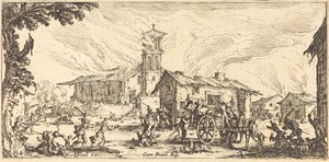 At hærge og brænde en landsby, ca. 1633. af Jacques Callot