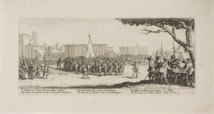 Rekruttering af tropper, plade to fra The Miseries of War af Jacques Callot