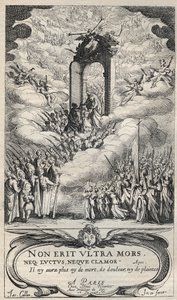 Hellige og helgener skynder sig ved døren til Paradiset - komposition og gravering af Jacques Callot (1592-1635) af Jacques Callot
