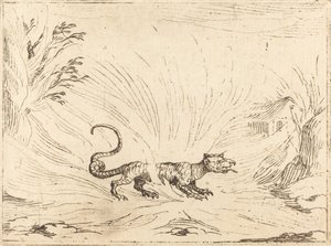 Salamander omgivet af flammer af Jacques Callot