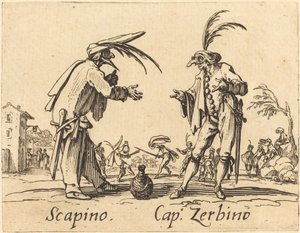 Scapino og Cap. Zerbino, ca. 1622. af Jacques Callot