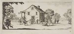 Plyndringsscene, planche fire fra Krigens elendighed af Jacques Callot