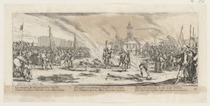 Bål, side 13 i serien »Krigens rædsler« af Jacques Callot
