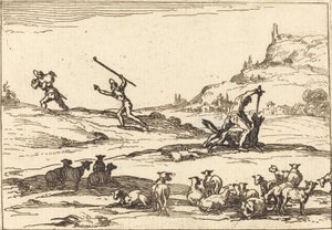 Hyrder, der forsvarer deres besætninger af Jacques Callot