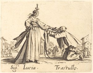 Tegn. Lucia og Trastullus af Jacques Callot