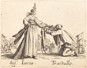 Tegn. Lucia og Trastullus af Jacques Callot