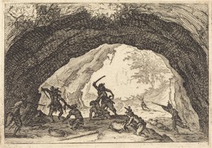 Soldater angriber røvere, ca. 1617. af Jacques Callot