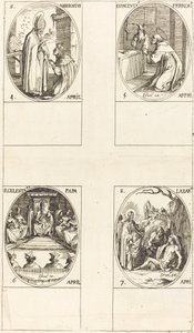 St. Ambrosius; St. Vincent Ferrer; Sankt Celestin; Sankt Lazarus af Jacques Callot