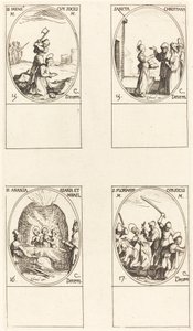 St. Bibiana; Sankt Birinus; St. Barbara; St. Sabbas af Jacques Callot