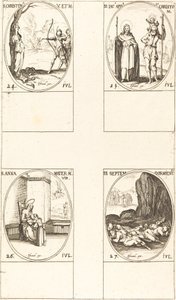 Sankt Christina; Sankt Jakob, Apostel og Sankt Christopher; Sankt Anne; Syv sovende af E af Jacques Callot