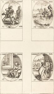St. George; St. Sabas; Markus, Evangelist; Sankt Marcellin af Jacques Callot