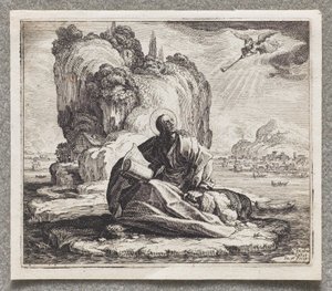 Sankt Johannes på øen Patmos af Jacques Callot
