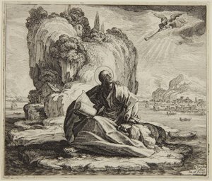 Sankt Johannes på øen Patmos af Jacques Callot