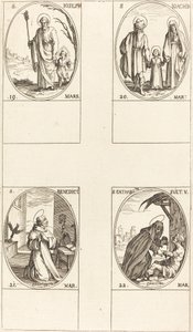 Sankt Joseph, Sankt Joachim, Sankt Benedikt, Abbed, Sankt Catharine af Sverige. af Jacques Callot