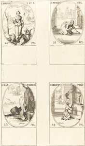 Skt. Margaret af Antiokia, Skt. Praxedes, St. Maria Magdalena, St. Birgitta af Sverige. af Jacques Callot