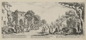 Døende ved vejkanten, blad 16 i serien "Krigens rædsler" af Jacques Callot