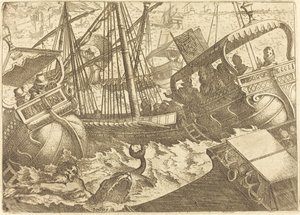 Storm ud for Barcelonas kyst af Jacques Callot