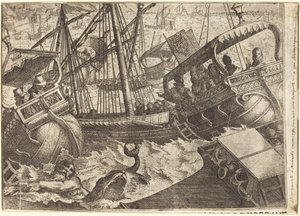 Storm ud for Barcelonas kyst [recto] af Jacques Callot