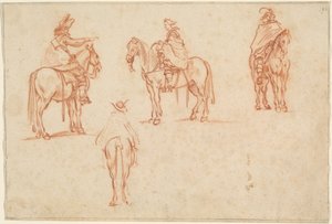 Studie af fire ryttere af Jacques Callot