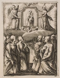 Tilbedelsen af Jomfruen og barnet, fra serien „Billeder fra Rom“ af Jacques Callot