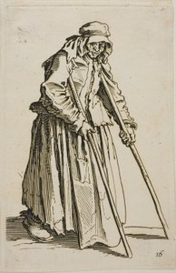 Tiggeren på krykker og hans tiggerpung, planche ti fra The Beggars af Jacques Callot