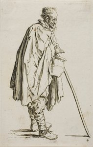 Tiggeren med fodvarmer, tallerken seks fra The Beggars af Jacques Callot