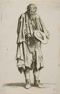 Tiggeren med en rosenkrans, tallerken elleve fra The Beggars af Jacques Callot