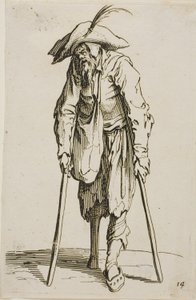 Tiggeren med træbenet, tallerken fjorten fra The Beggars af Jacques Callot