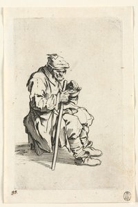 Tiggerne: Tigger sidder ned og spiser, ca. 1623. af Jacques Callot