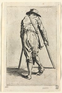 Tiggerne: Tigger på krykker, iført hat, ca. 1623. af Jacques Callot