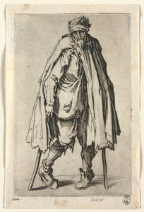 Tiggerne: Tigger på krykker med en taske, ca. 1623. af Jacques Callot