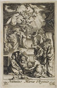 Jomfru Marias fødsel, fra Jomfruens liv af Jacques Callot