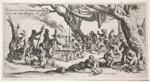 The Bohemians: The Stopping Place: The Feast of the Bohemians, c.1621-1625. af Jacques Callot